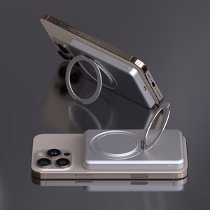 Dudao K28S 20W PD 5000mAh Powerbank MagSafe ja jalusta - hopea