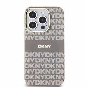 DKNY IML Mono ja Raita MagSafe Suojakuori iPhone 15 Pro:lle - beige