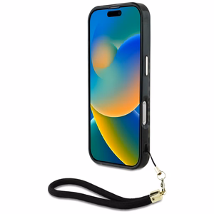Guess HC IML Leopard Triangle Cord Strap MagSafe Suojakuori iPhone 16:lle - ruskea