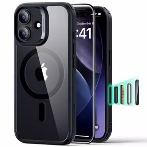 ESR Classic Hybrid MagSafe + Karkaistu lasi -setti iPhone 17:lle - Kirkas musta