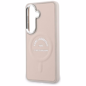 Karl Lagerfeld Embossed Ring RSG Logo MagSafe -suojakuori Samsung Galaxy S26:lle - vaaleanpunainen