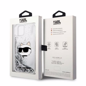 Karl Lagerfeld KLHCP14MLNHCCS iPhone 14 Plus 6.7" hopeinen/hopeinen kovakuori Glitter Choupette Head