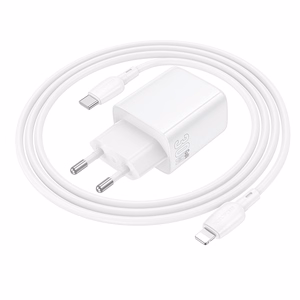 Borofone Wall charger BN28 Fuente - Type C - PD 30W with Type C to Lightning cable white