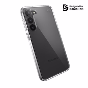 Speck Presidio Perfect-Clear case for Samsung Galaxy S23+, with Microban antimicrobial protection