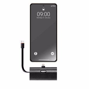 Ulkoinen akku Forcell F-Energy Power Plug F5K3 PD 20W 5000 mAh sisäänrakennetulla Lightning-liittimellä musta
