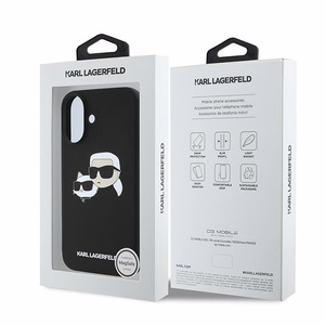 Karl Lagerfeld Silikoninen Nauble Heads Print MagSafe Suojakuori iPhone 16 Plus:lle - Musta