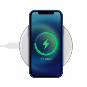 Crong PowerSpot Qi 15 W USB-C langaton laturi karkaistulla lasipinnalla, hopeanvärinen ja valkoinen