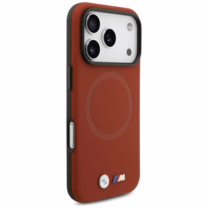 BMW Suojakuori iPhone 17 Pro:lle MagSafe-yhteensopiva BMHMP17L25PFWSMR (PU FW Metal Logo) punainen