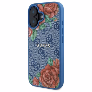 Guess GUHMP16SP4ROPEMCB iPhone 16 6.1" Sininen/Sininen Kova Suojakuori 4G Flowers Print MagSafe