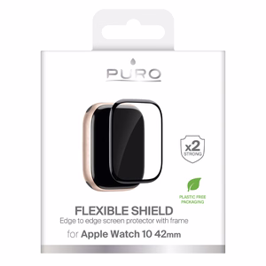 Puro Flexible Shield -suojakalvo applikaattorilla Apple Watch 10/11 42 mm:lle - musta