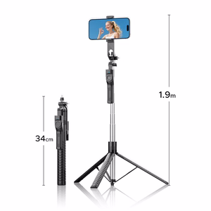Selfiekeppi Orico SPM190 1/4 tuuman jalusta puhelinkameralle 360 asteen käännöllä Bluetooth 5.2 - musta