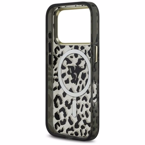 Guess Leopard Glitter MagSafe -kuori iPhone 17 Pro musta