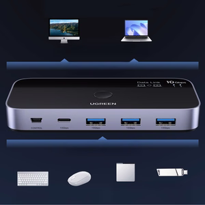 Ugreen USB-C / USB-A 10Gb/s -kytkin - harmaa