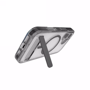 ZAGG Santa Cruz Snap KS MagSafe suojakuori telineellä iPhone 17 läpinäkyvä musta
