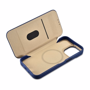 iCarer CE Premium Nahka Folio Case iPhone 14 Pro Magneettinen Flip Nahka Folio Case MagSafe Blue (WMI14220714-BU)