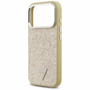 Guess Glitter Triangle Logo MagSafe -kuori iPhone 17 Pro kullanvärinen