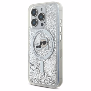 Karl Lagerfeld Suojakuori iPhone 16 Pro Max 6.9 KLHMP16XLGKCSGH Läpinäkyvä Kova Liquid Glitter Karl ja Choupette Head MagSafe