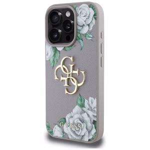 Guess Grained Roses Big 4G Logo Suojakuori iPhone 16 Pro Max:lle - violetti