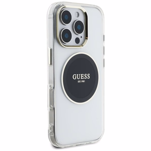 Guess IML Metal Colored Circle Classic Logo MagSafe Suojakuori iPhone 16 Pro:lle - musta