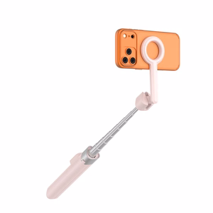 Tech-Protect L10S Bluetooth-selfiekeppi, vaaleanpunainen ja harmaa