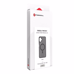 Musta Forcell F-Protect Smoke Hybrid Premium Lite suojakuori Samsung A06 / A07 / A08 -puhelimille, MagSafe-yhteensopiva