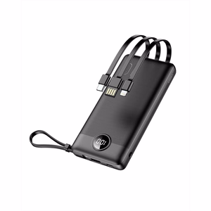 Varavirtalähde Veger C10 (W1116) 10000 mAh sisäänrakennetuilla Micro-USB / Type-C / Lightning -kaapeleilla musta