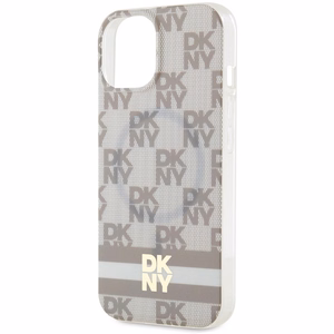 DKNY IML Ruudullinen Mono-kuvio ja Painetut Raidat MagSafe Suojakuori iPhone 15 / 14 / 13:lle - beige