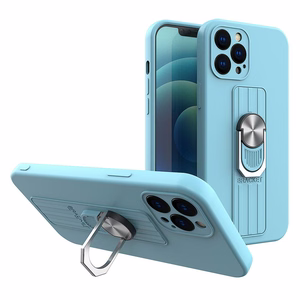 Ring Case silikonikotelo sormi ote ja jalusta iPhone 13 Pro vaaleansininen vaaleansininen