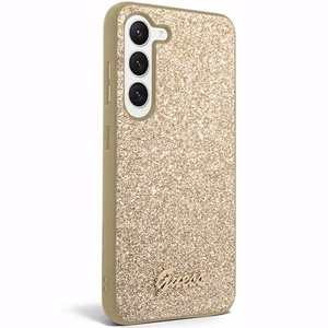 Guess Glitter Script suojakuori Samsung Galaxy S24+:lle - kultainen