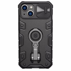 Nillkin CamShield Armor Pro Magneettinen kotelo iPhone 14 Plus MagSafe panssaroitu suojus jalusta rengas musta