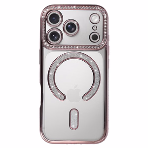 Bling MagSafe Suojakuori iPhone 17 Pro:lle vaaleanpunainen