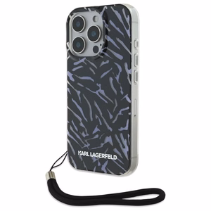 Karl Lagerfeld Zebra With Cord Suojakuori iPhone 16 Pro:lle - violetti