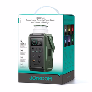 Virtapankki Joyroom JR-PBF10 75000mAh 100W 3x USB-C 3x USB-A kokoontaitettavalla taskulampulla ja kahvalla - vihreä