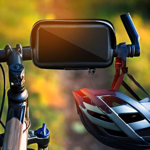 Waterproof zippered bicycle phone holder with sun hood for 5.5–6.3-inch phones – black