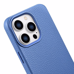 iCarer Litchi Premium Nahkakotelo iPhone 14 Pro Max Magneettinen nahkakotelo MagSafe vaaleansininen (WMI14220712-LB)