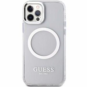 Guess Metal Outline Magsafe case for iPhone 12 / iPhone 12 Pro - silver