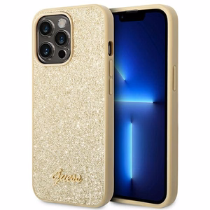 Guess Glitter Script kotelo iPhone 14 Pro:lle - kultainen