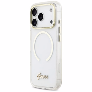 Guess IML Script Metal MagSafe Suojakuori iPhone 17 Pro:lle - Kirkas