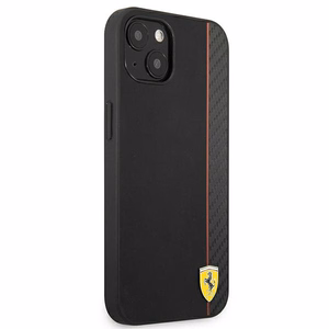 Ferrari FESAXHCP13SBK iPhone 13 mini 5.4" musta/musta kovakotelo On Track Carbon Stripe -raidoitusratkaisu