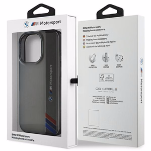 BMW Motosport IML Vertical Stripe Suojakuori iPhone 16 Pro:lle - harmaa