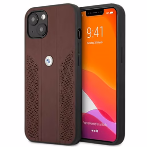 BMW Leather Curve rei'itetty kotelo iPhone 13 - punainen
