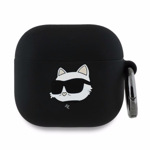 Karl Lagerfeld Silikoninen Choupette Head 3D Suojakuori AirPods 4 - Musta