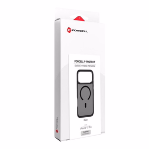 Suojakuori laitteelle iPhone 18 Pro / 17 Pro: Forcell F-Protect Smoke Hybrid Premium, MagSafe-yhteensopiva, väri: musta