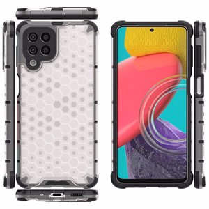 Honeycomb tapauksessa panssaroitu kansi geelirunko Samsung Galaxy M53 5G läpinäkyvää