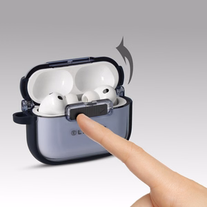 Liavec SlideLock Case for Apple AirPods Pro 3 transparent-blue