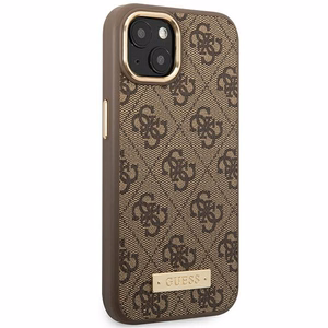 Guess GUHMP14MU4GPRW iPhone 14 Plus 6.7 ruskea / ruskea kovakuori 4G Logo Plate MagSafe