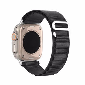 Dux Ducis GS nylon ranneke Apple Watch 42 / 44 / 45 / 49 mm:lle musta
