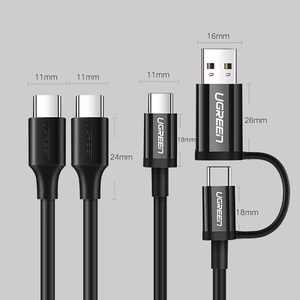 Ugreen US286 USB-C - USB-C PD QC 3A 480Mb/s -kaapeli 2m - musta