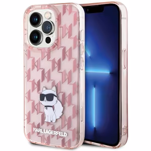 Karl Lagerfeld Monogram Choupette Suojakuori iPhone 15 Pro Max:lle - vaaleanpunainen