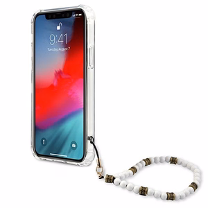 Guess GUHCP12MKPSWH iPhone 12/12 Pro 6.1" läpinäkyvä kovakotelo Valkoinen helmi